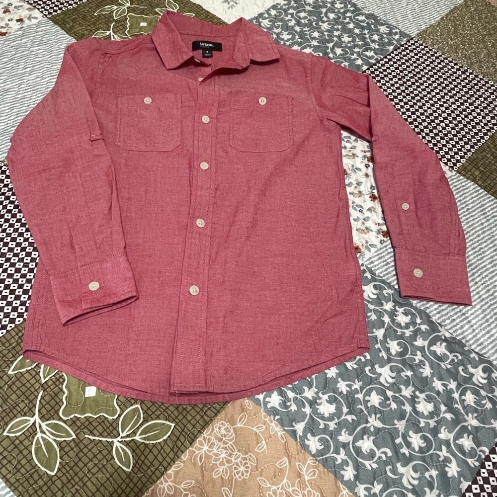 Boys Urban Pipeline long sleeve red button down dress shirt size 8